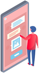 man chatting messaging using chat app or social vector image