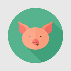 pig flat icon with long shadow vector