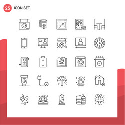 Stock icon pack 25 line signs and symbols vector