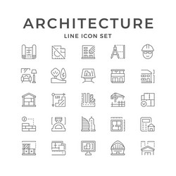 Architecture Line Icons - Building Concepts vector image