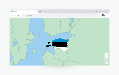 Browser window with map of estonia searching vector