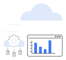 cloud data management with bar graph analytics vector image