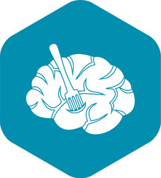 fork is inserted into brain icon simple style vector image