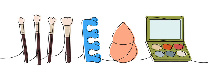 makeup and beauty tools one line colored