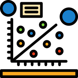 scatter plot line filled style icon design vector image