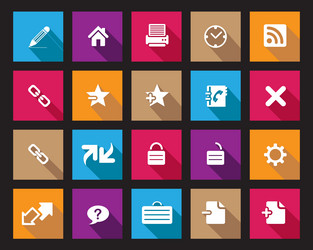 white web icons on colorful square set vector image
