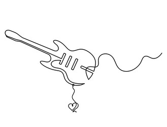 abstract guitar with heart as continuous lines vector image