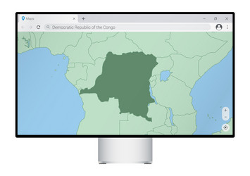 computer monitor with map of dr congo in browser vector image