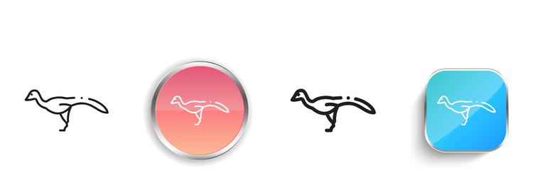dinosaur icon thin linear regular and button vector image