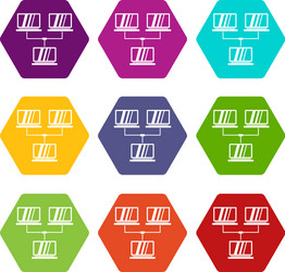 exchange of data between computers icon set color vector image