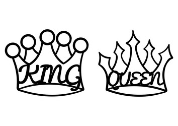 Hand drawn of kings and queens crowns vector