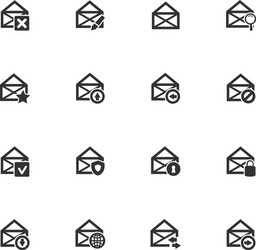 Mail and envelope icons set vector