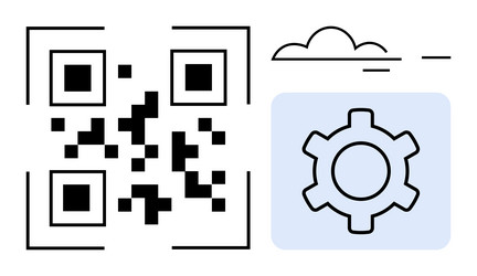 qr code with gear icon and cloud elements vector image