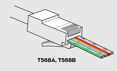 rj45 network connector closeup view vector