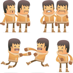 set of eskimo character in different poses vector