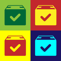color package box with check mark icon isolated vector image