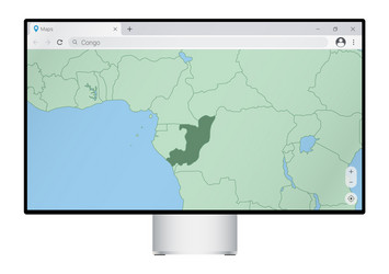 computer monitor with map of congo in browser vector image