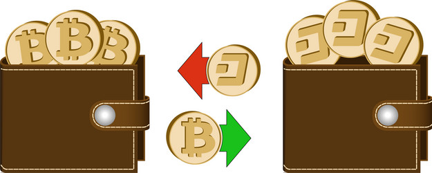 exchange bitcoin to dash between wallets vector image