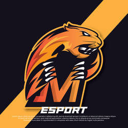 initial letter m logo esport design panther vector