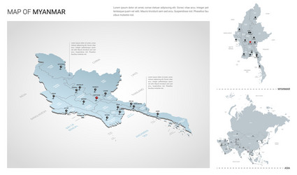Myanmar Isometric Map - 3D Country Overview vector image