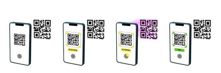 scan qr code with phone to pay in store shop vector image
