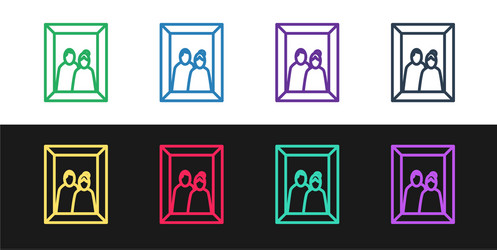 set line picture frame on table icon isolated vector
