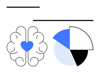 brain with heart and pie chart representing vector image