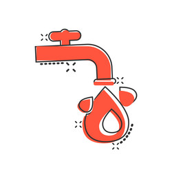 Water tap icon in comic style droplet cartoon vector