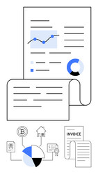financial reports with charts blockchain vector image