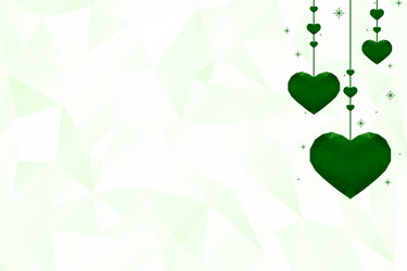 hanging green hearts background prism pattern vector