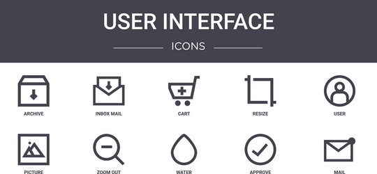 user interface concept line icons set contains vector image