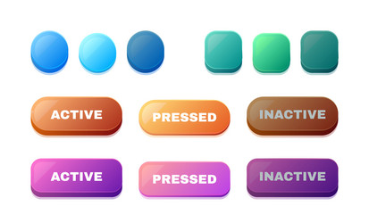active and pressed ui buttons game interface menu vector image