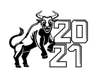 Bull symbol new year 2021 vector