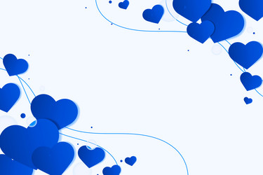 Cute heart side border blue background vector