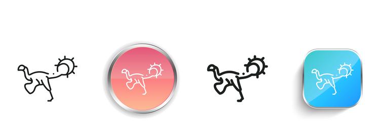 dinosaur icon thin linear regular and button vector image