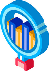 graph in magnifier glass agile element isometric vector image