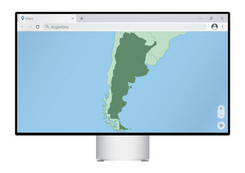 Computer monitor with map of argentina in browser vector