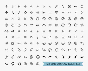 Arrow icons set of outline right arrows Royalty Free Vector
