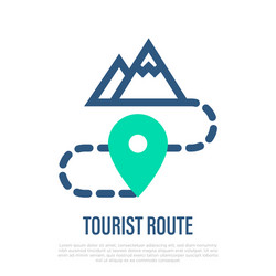 tourist route thin line icon hiking path vector image