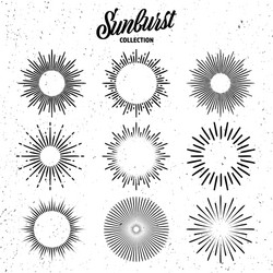vintage grunge sunburst collection bursting sun Vector Image