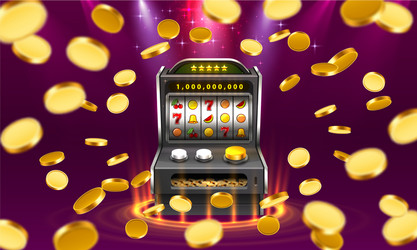 3d slots machine wins jackpot isolated vector