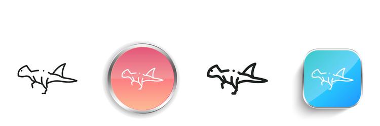 dinosaur icon thin linear regular and button vector image