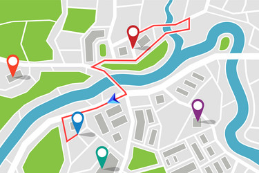 Navigation Map with Route & GPS vector image