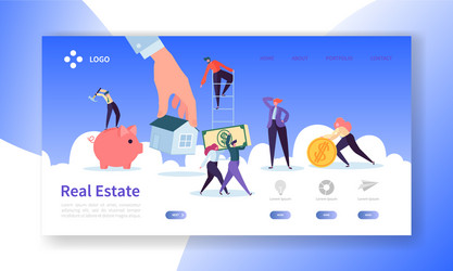 Real estate landing page investment in property vector