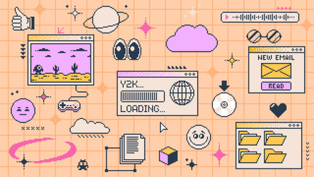 retro y2k computer window page interface vector image