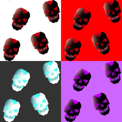 Seamless pattern broken skull with glowing eyes vector