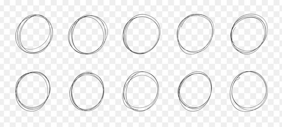 set of hand drawn circles sketch frame felt-tip vector image
