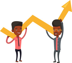 Two businessmen holding growth graph vector