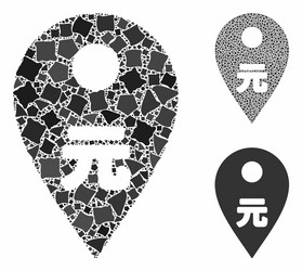 yuan map marker composition icon bumpy items vector image
