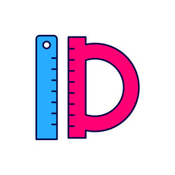filled outline protractor grid for measuring vector image